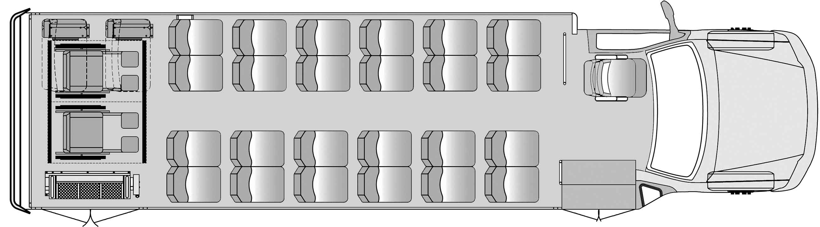 24 Passenger 2 Wheelchair With Foldaway Seats Plus Driver Floorplan Image